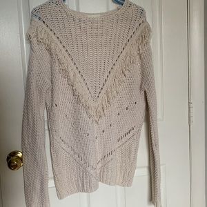 ❤️ GUC H&M Cream Boho Fringe Crochet Sweater Xs-S